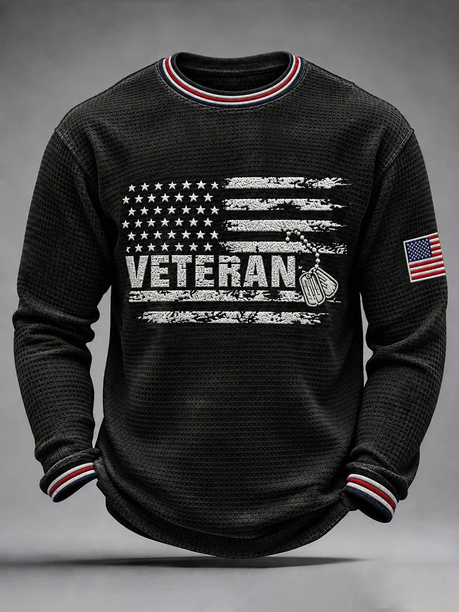 🎖️Men's Veterans Day Theme Waffle Long Sleeve T-Shirt