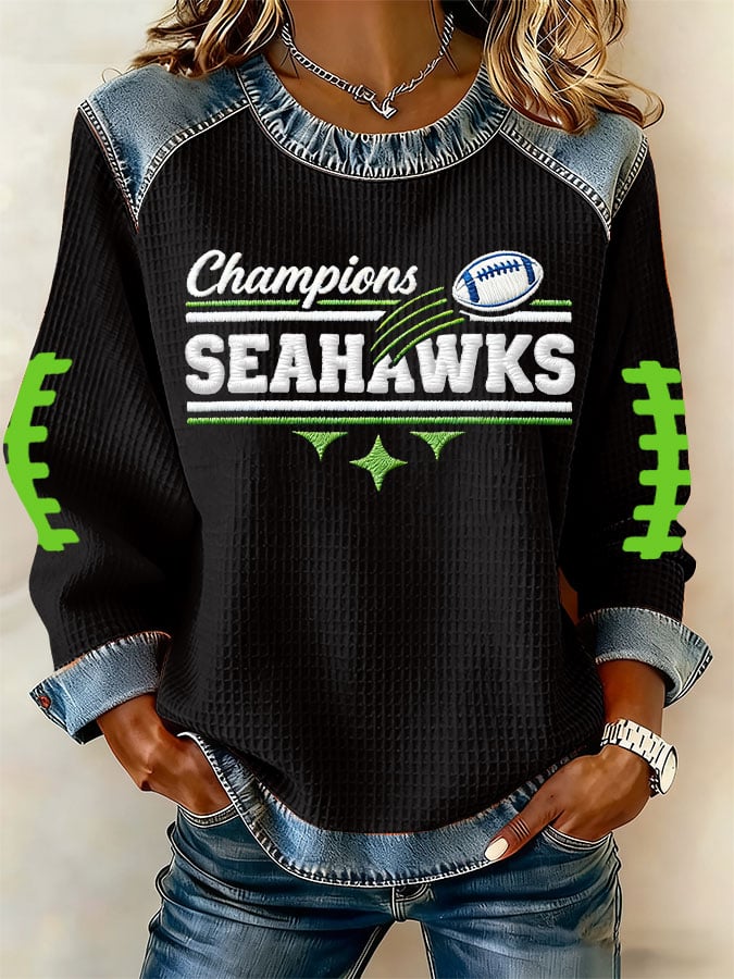 Women's Football Print Long-Sleeved Sweatshirt