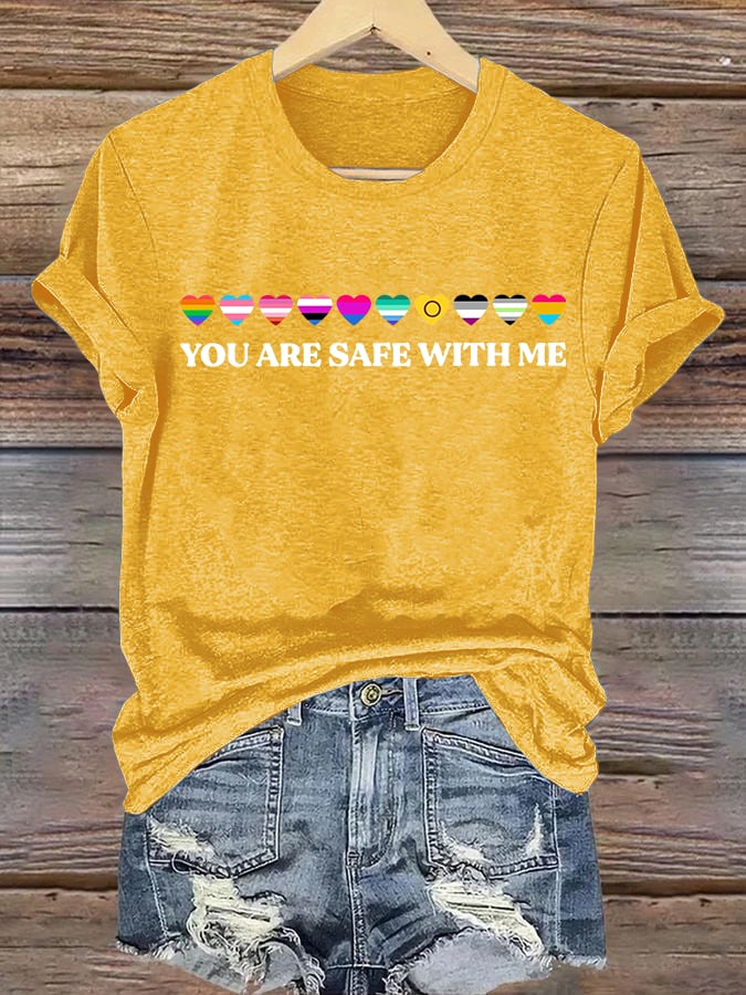 Women's YOU ARE SAFE WITH ME Print T-Shirt