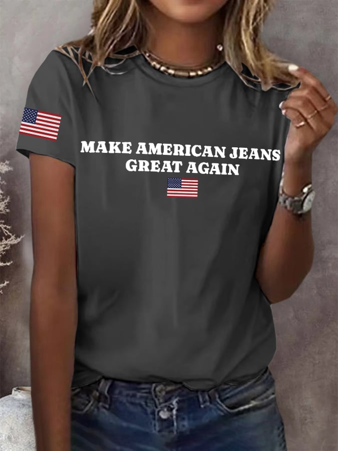 Retro Make American Jeans Great Again Print T-Shirt