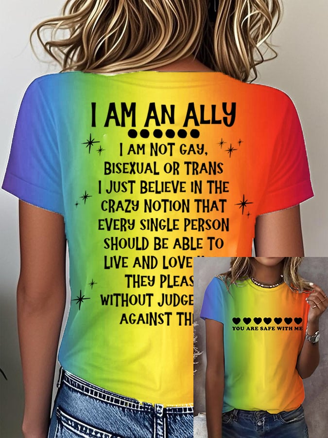 Women's Gay Pride Print Crew Neck T-shirt