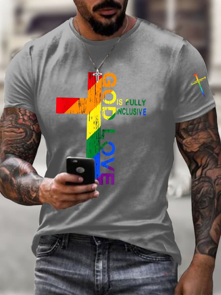 Men'S God'S Love Is Fully Inclusive Christian Jesus LGBT Gay Pride T-Shirt