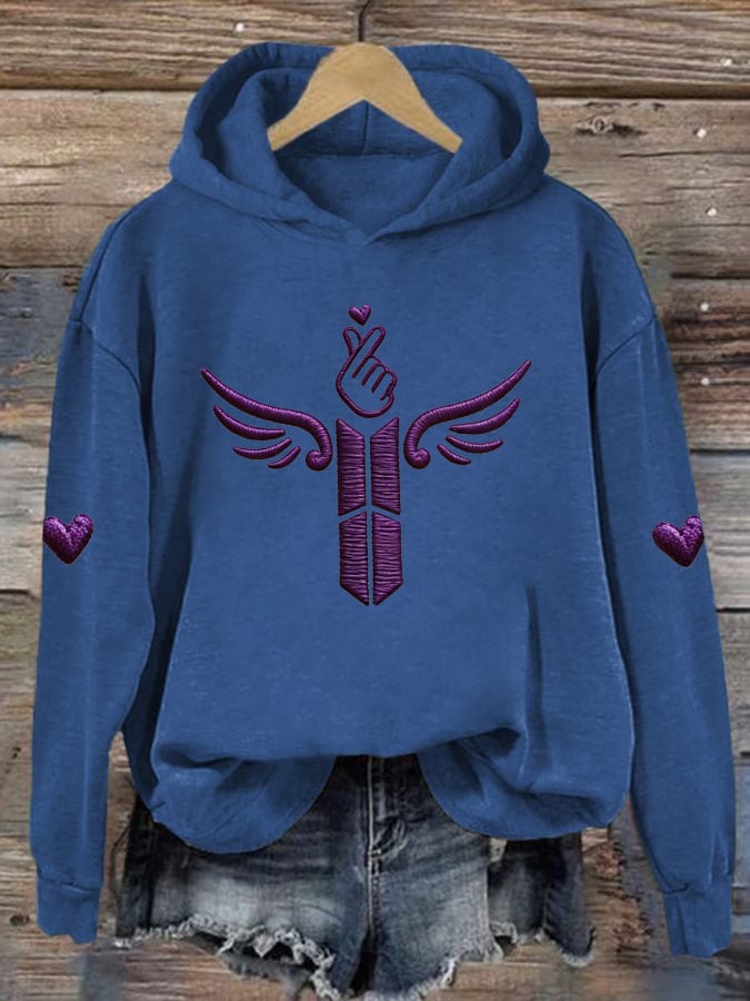 Women's K-pop Print Hooded Top