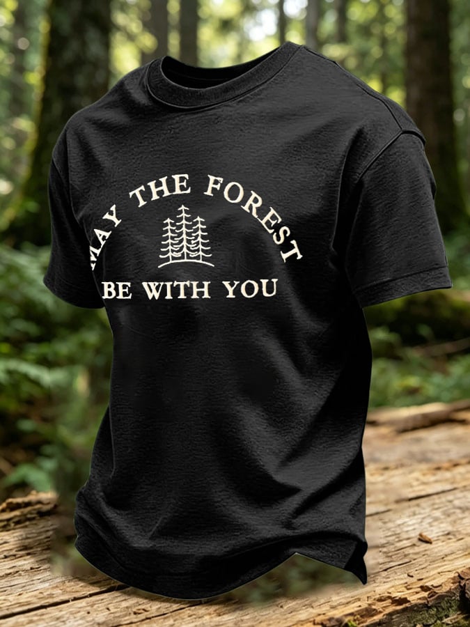 Men's May The Forest Be With You Printed Casual T-Shirt