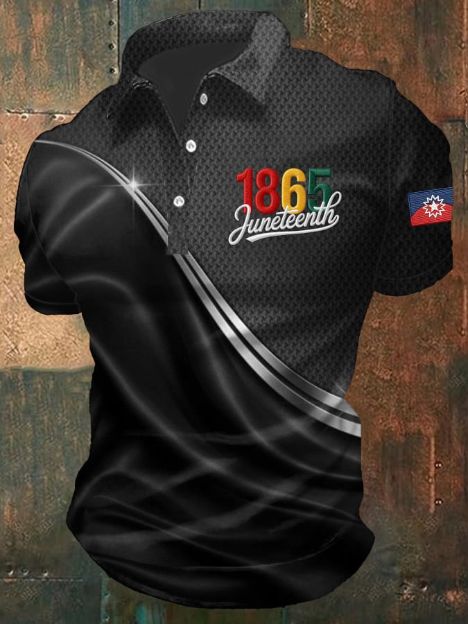 Men's Juneteenth Print Casual Polo Shirt