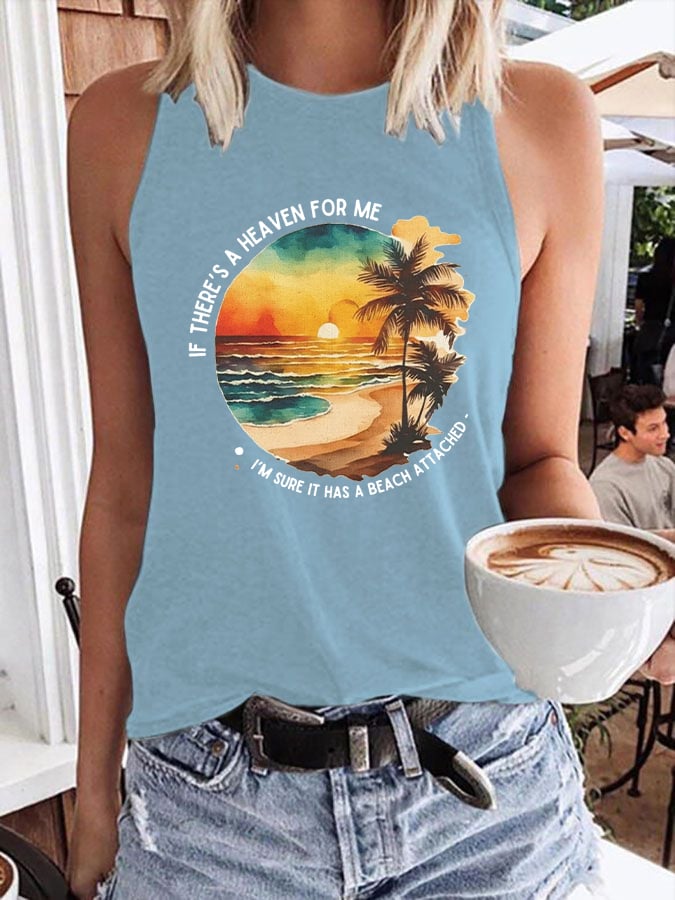 Women's If There's A Heaven For Me, I'm Sure It Has A Beach Attached Print Vest