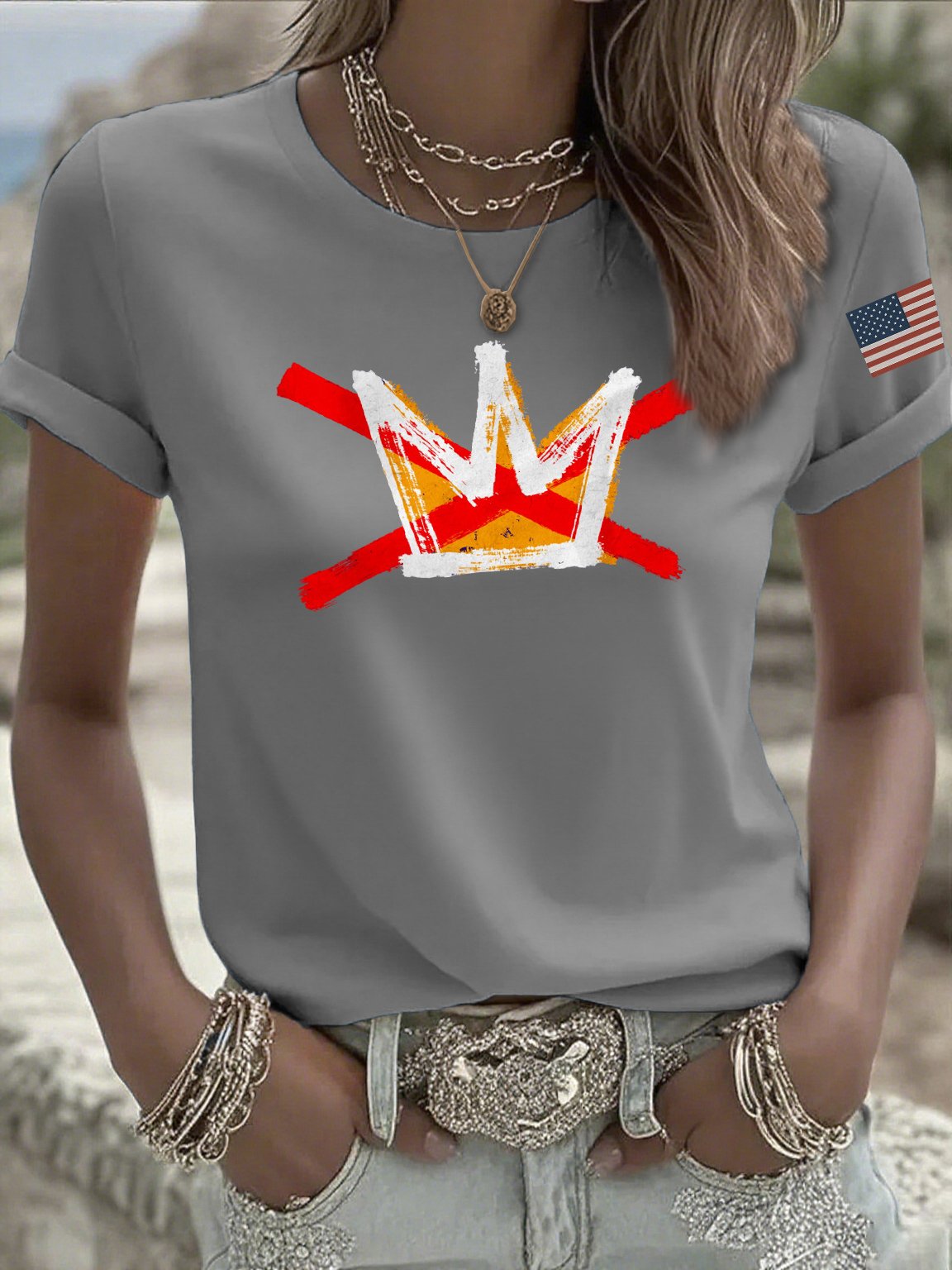 Women's casual reject king T-shirt