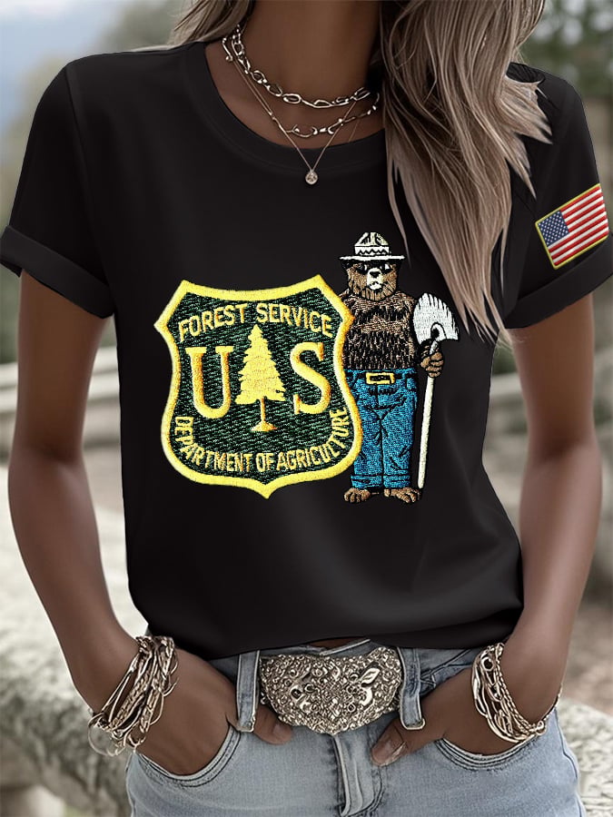 Retro Save The Forest Service Print T-Shirt
