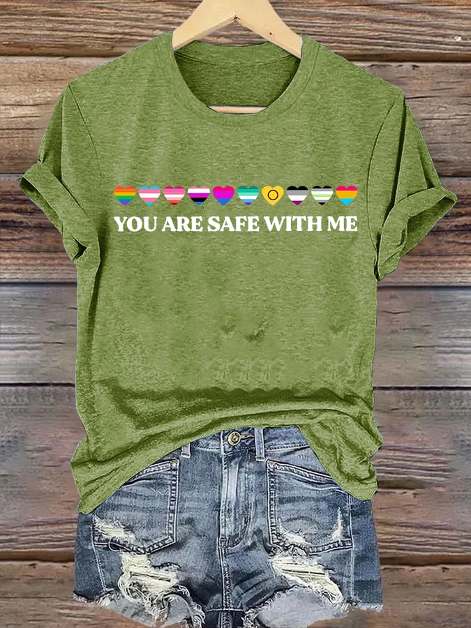 Women's YOU ARE SAFE WITH ME Print T-Shirt