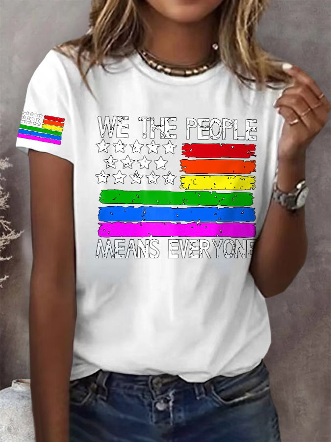 Retro We The People Means Everyone Print T-Shirt