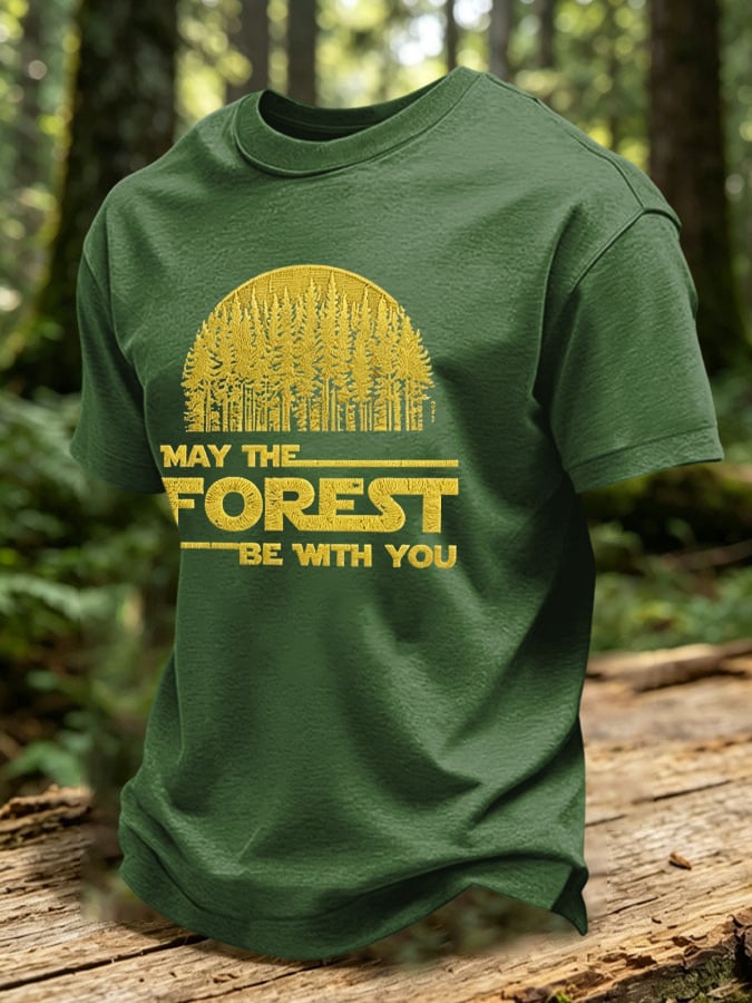 Men's May The Forest Be With You Printed Casual T-Shirt
