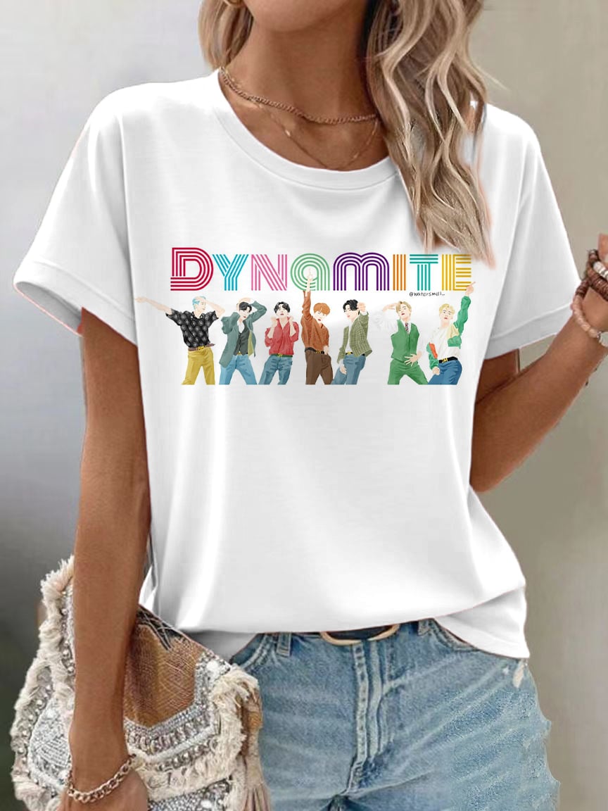 Women's K-pop Print Short-sleeved T-shirt