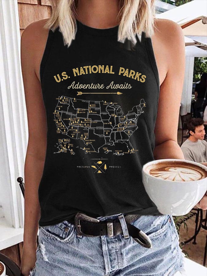 Women's National Parks Print Crew Neck Tank Top