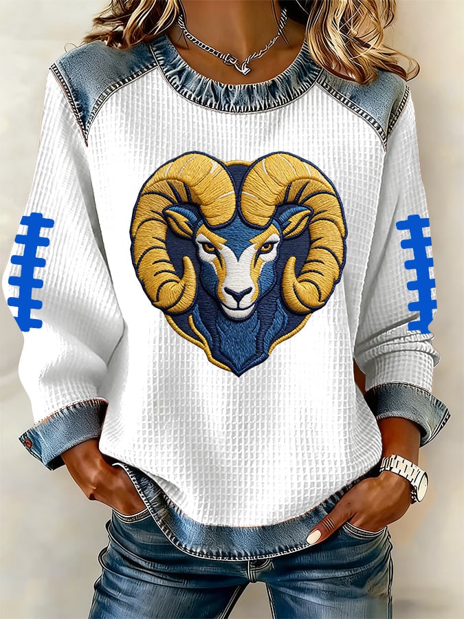 Women's Casual Football Print Long-Sleeve Sweatshirt