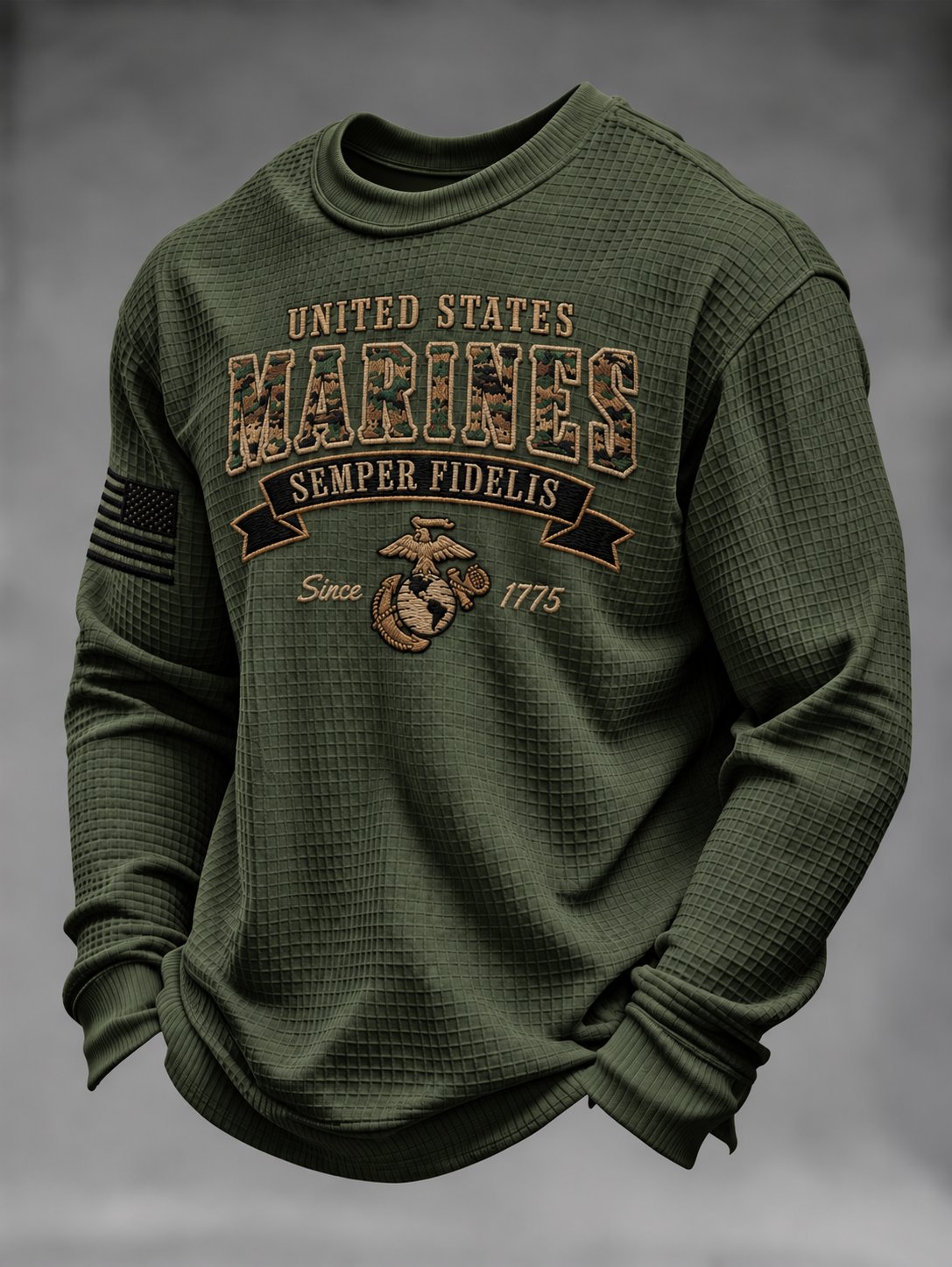 🎖️Men's U.S. Veterans Printed Waffle-Knit Top