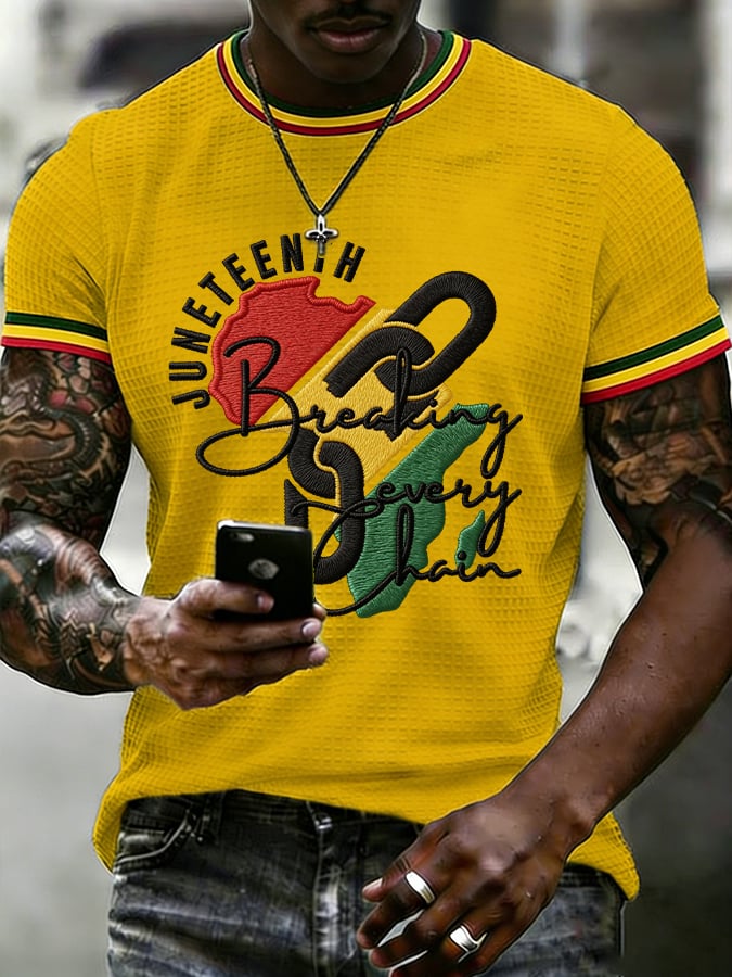 Men's Juneteenth Breaking Every Chain Printed Casual T-shirt