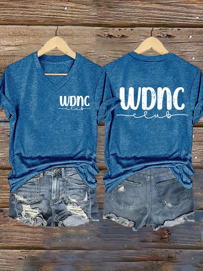 V-Neck Retro Funny WDNC Club Menopause Perimenopause Print T-Shirt