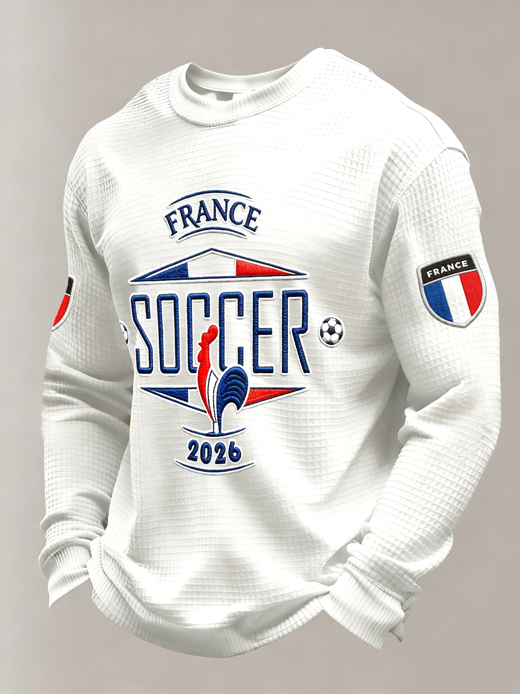 Men's French Football Fans Printed Casual Long-Sleeved Top