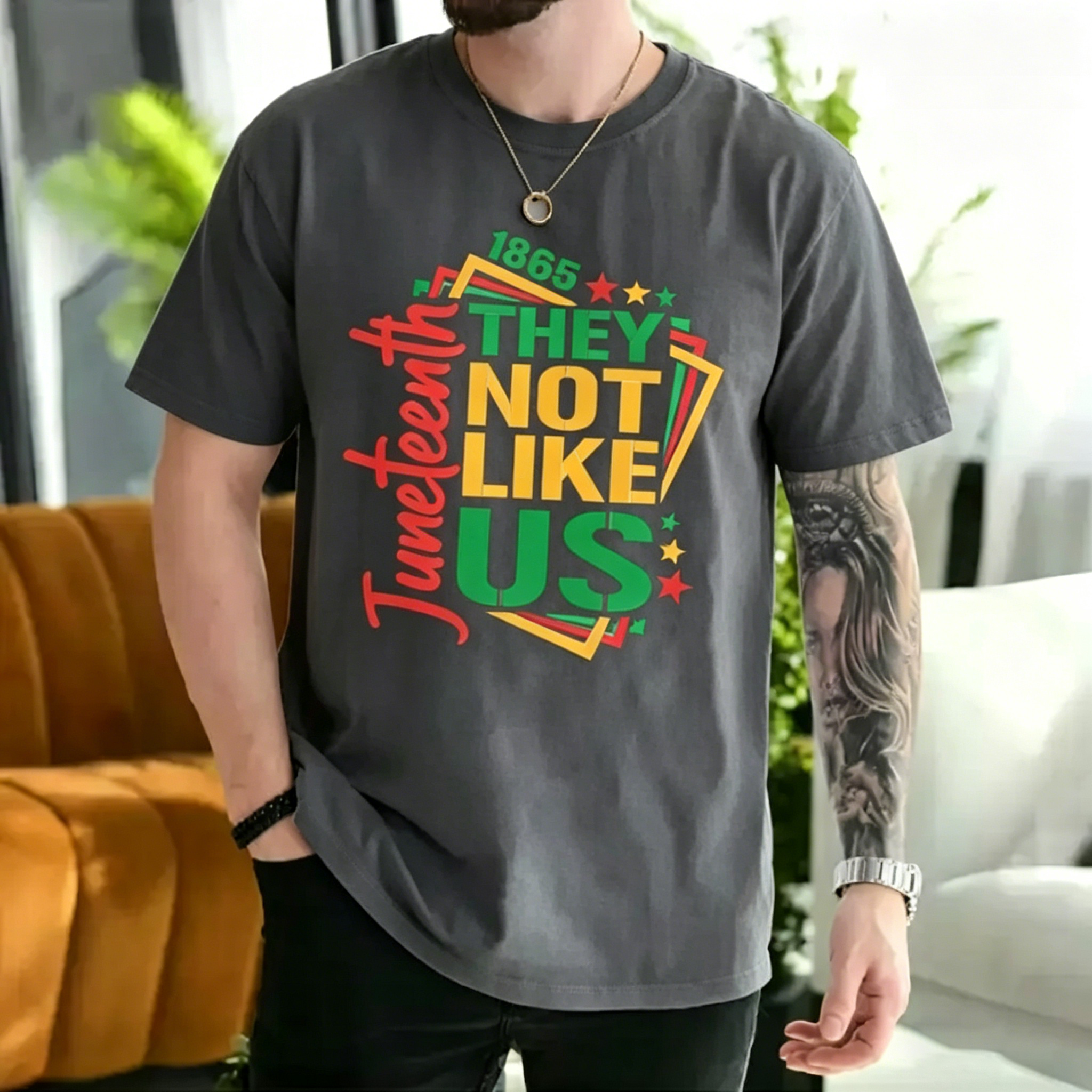 Men's They Not Like Us Juneteenth independence day T-shirt