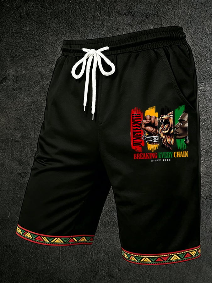 Men's Juneteenth Breaking Every Chain Print Shorts