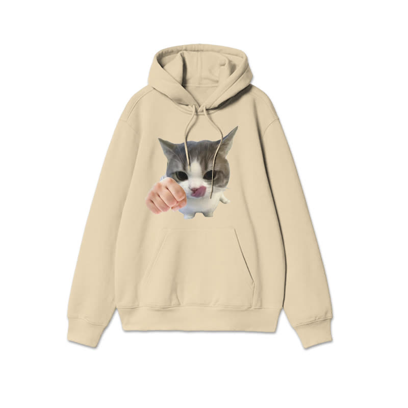 Unisex Kung Fu Cat Print Hoodie