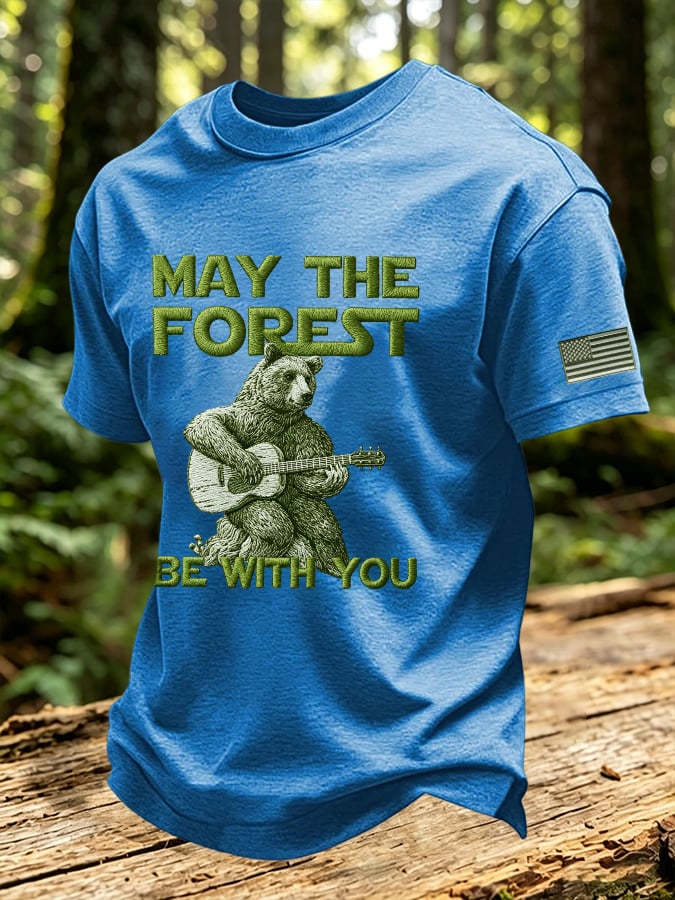 Men's May The Forest Be With You Print Round Neck T-shirt