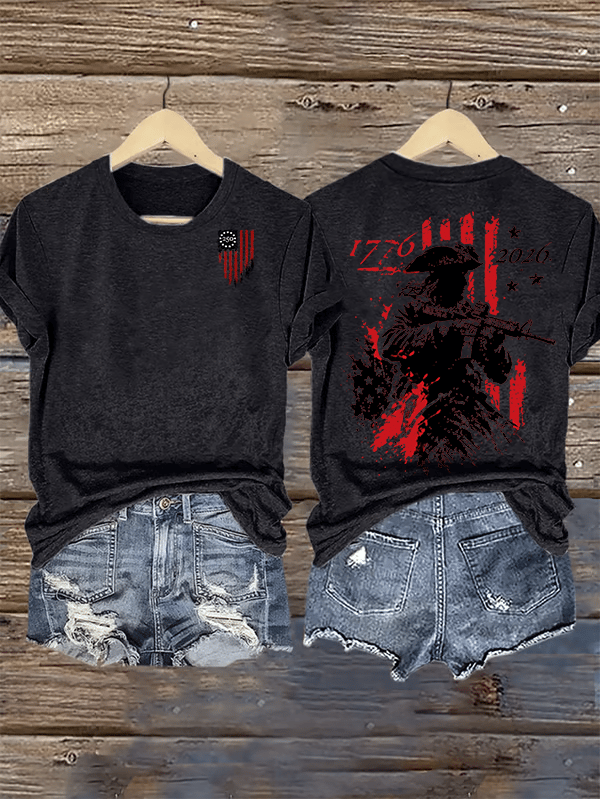 Women's 250th Anniversary Distressed American Flag 2-sided Shirt