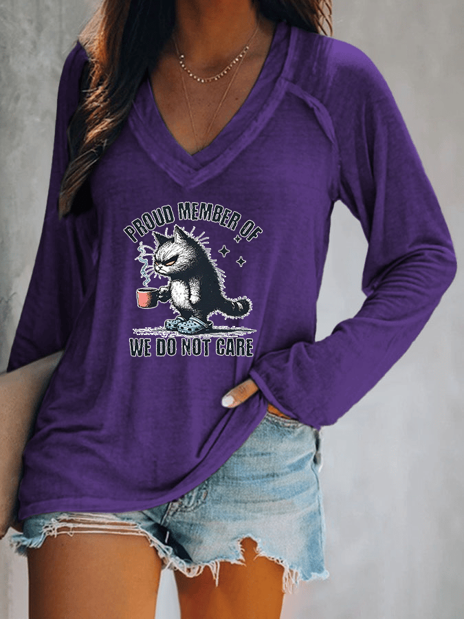 Women's V-neck Retro Funny Proud Member Of Club Menopause Perimenopause Print T-Shirt