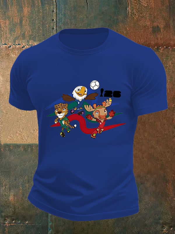 Men's 2026 World Cup Soccer Mascot printed T-shirt