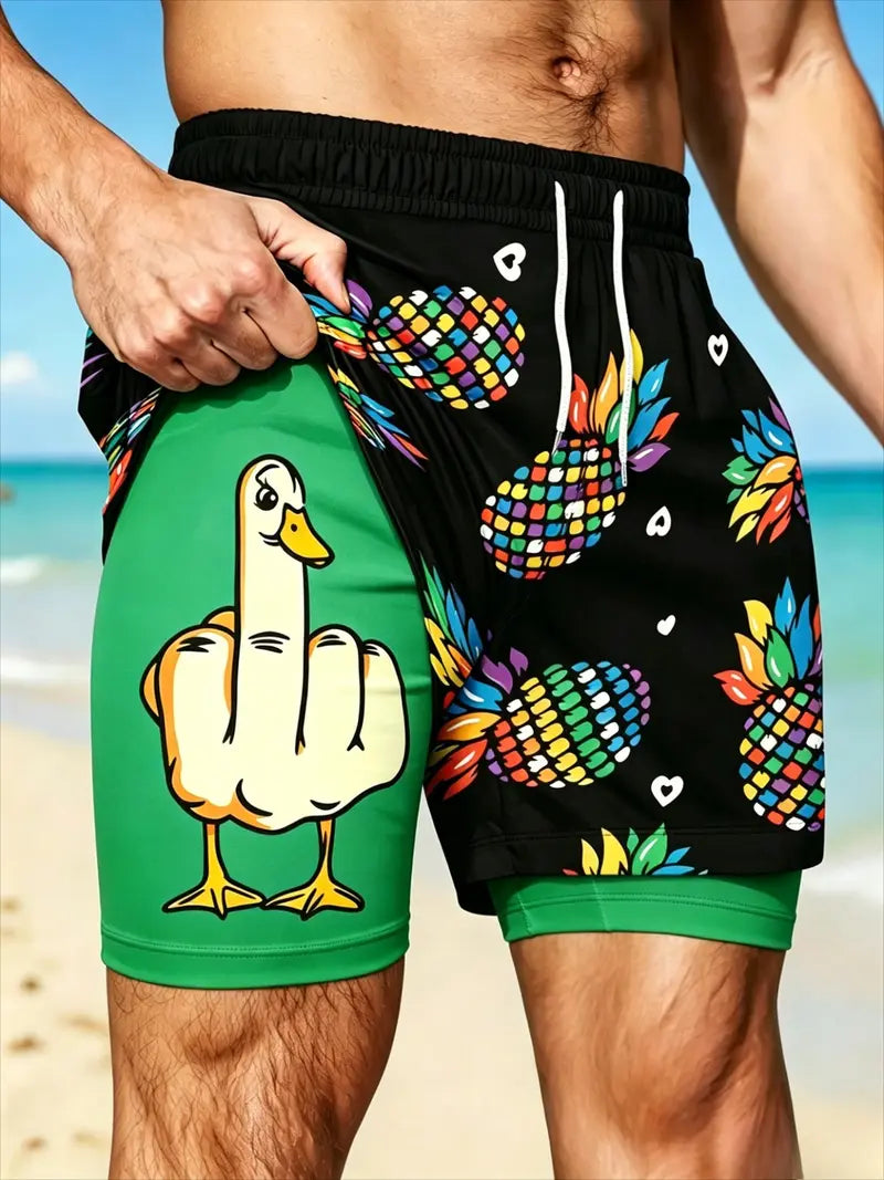 Unisex 2-in-1 Quick-Dry Beach Shorts