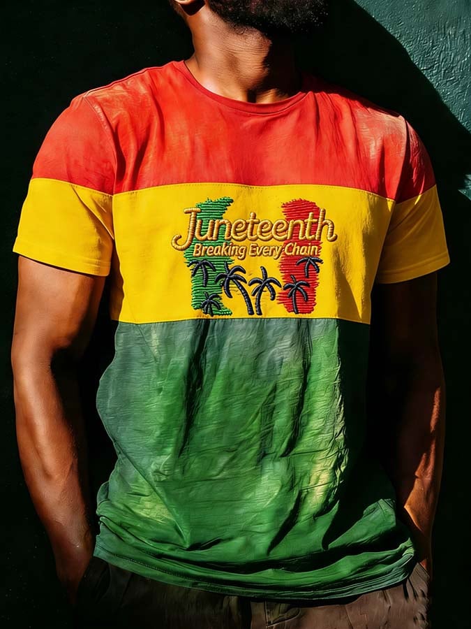 Men's Juneteenth Breaking Every Chain Printed Casual T-shirt
