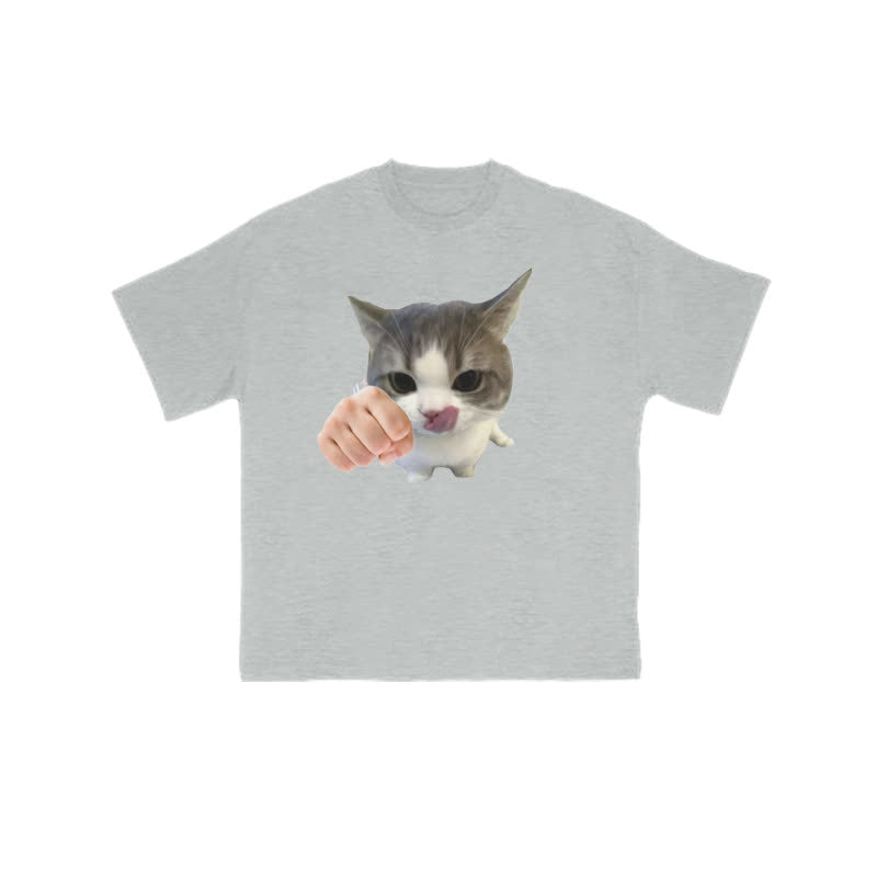 Unisex Kung Fu Cat Print T-shirt