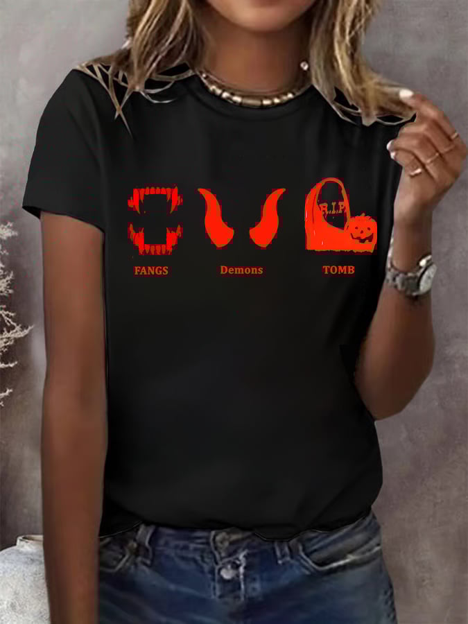 Women's Halloween FDT Printed Casual T-Shirt