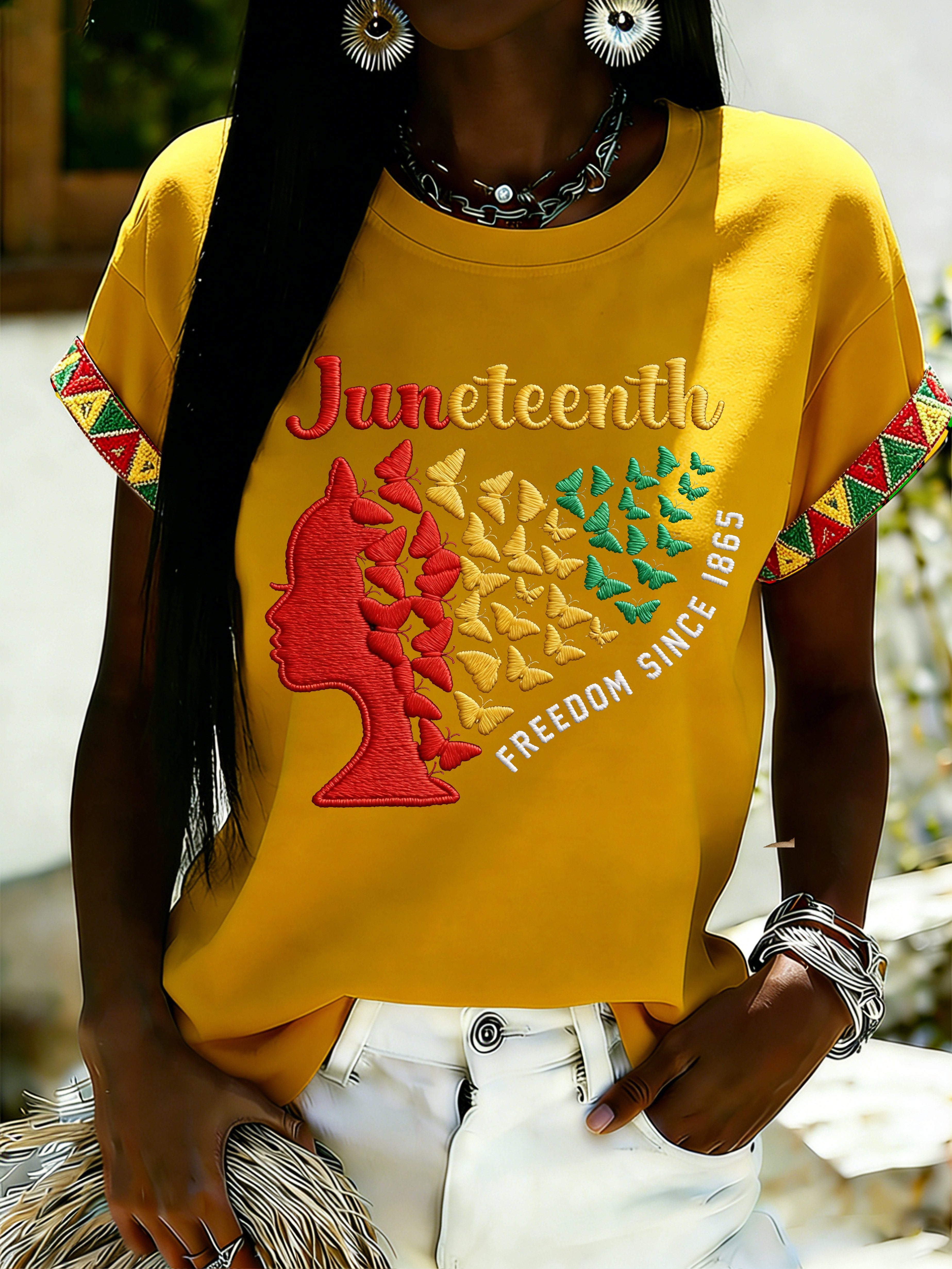 African American Women's Juneteenth Print Top
