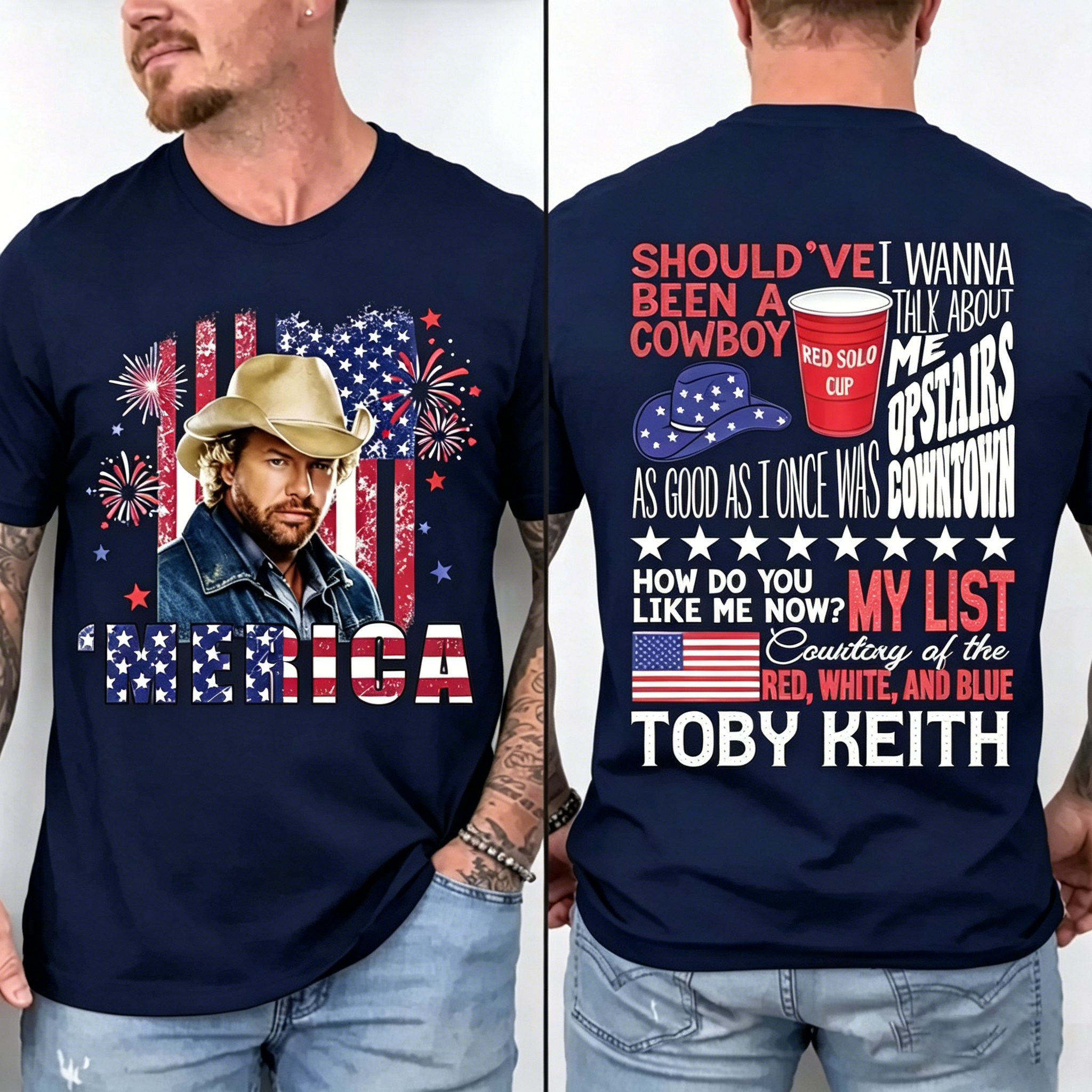Men's Patriotic Toby Courtesy of the Red White and Blue T-Shirt