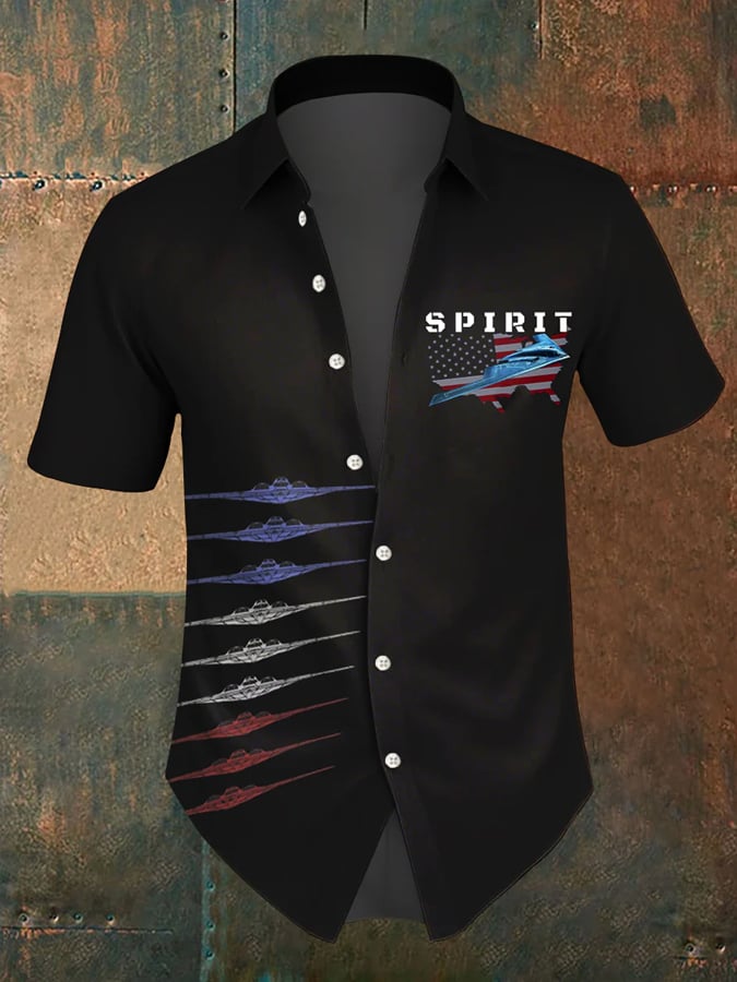 Men's B-2 Ghost Bomber Print Short Sleeve Shirt