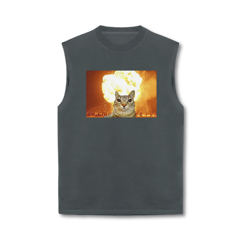 Unisex Funny Cat Print Tank Top