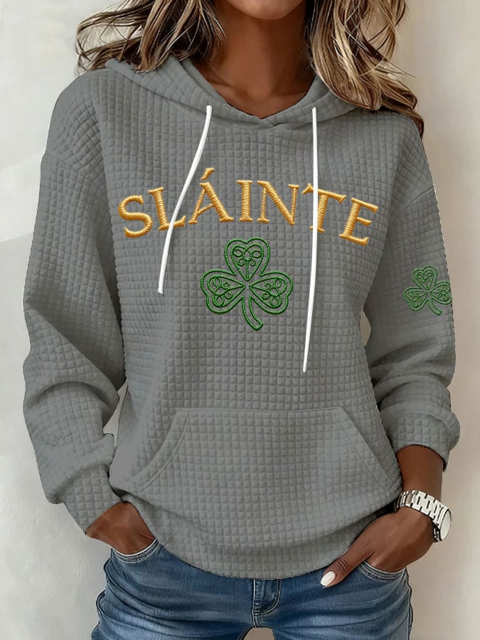 Women's St. Patrick's Day Printed Knit Crew Neck Long-Sleeve Top