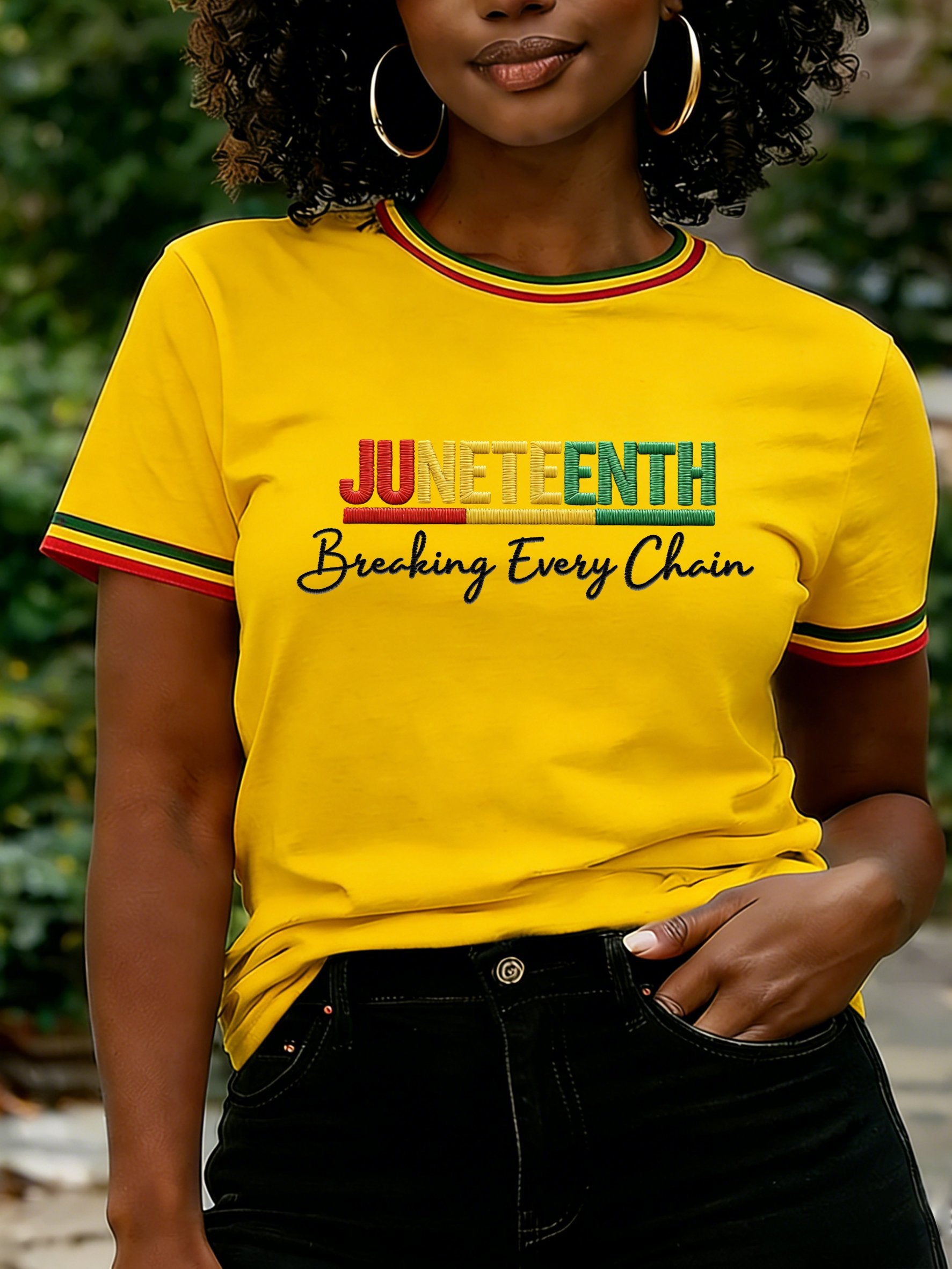 Women's Juneteenth Breaking Every Chain Print Casual T-shirt