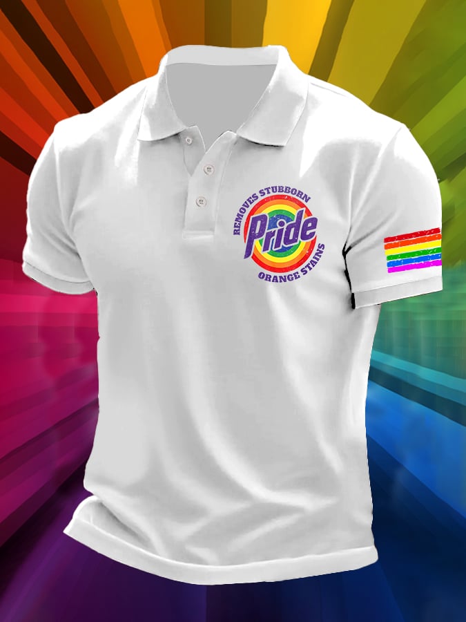 Men's Retro Pride LGBTQ Print Polo Shirt