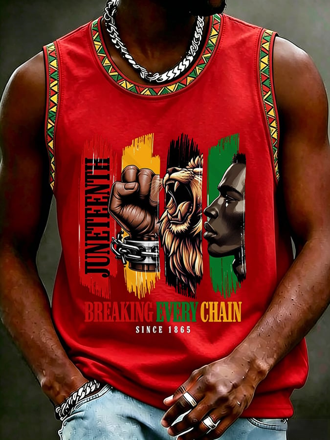 Men's Juneteenth Breaking Every Chain We Rise Printed Top
