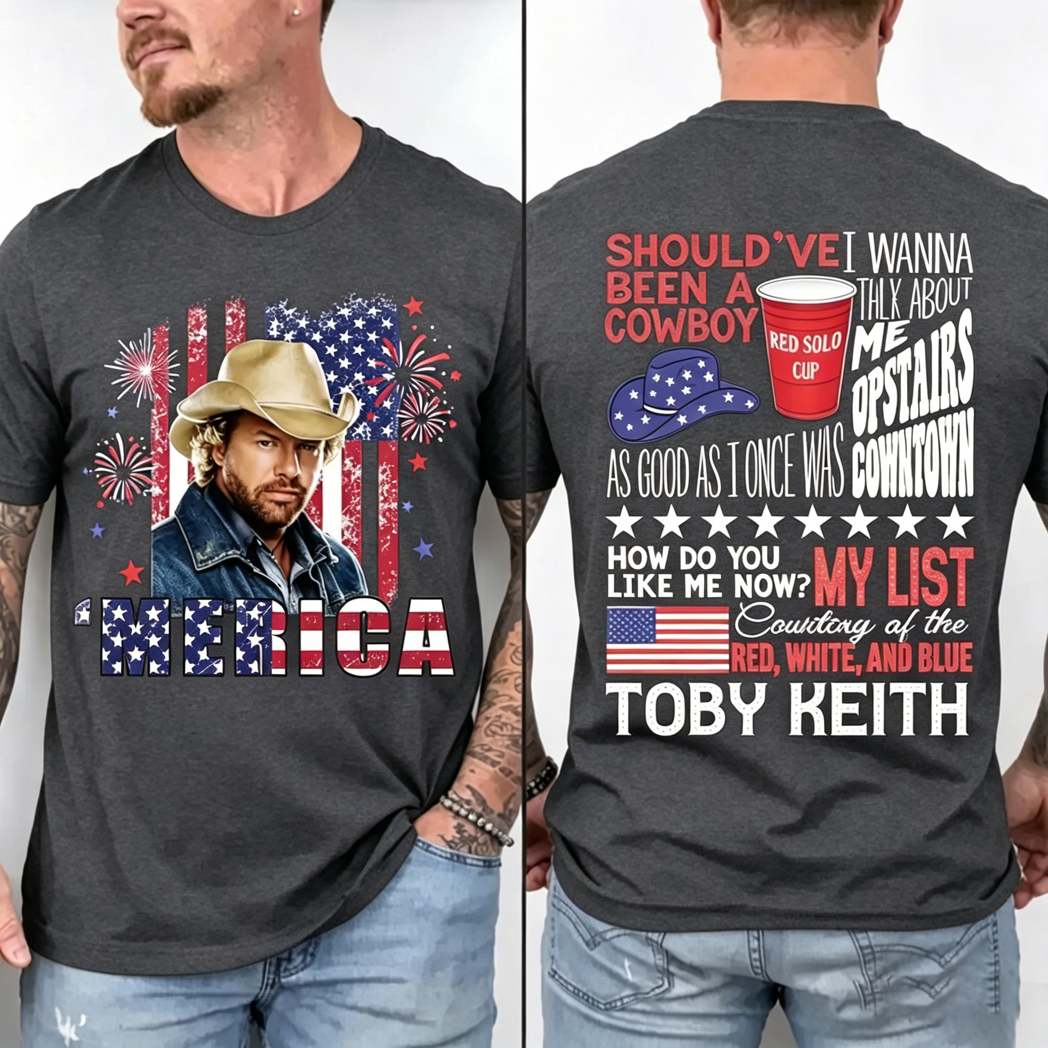 Men's Patriotic Toby Courtesy of the Red White and Blue T-Shirt