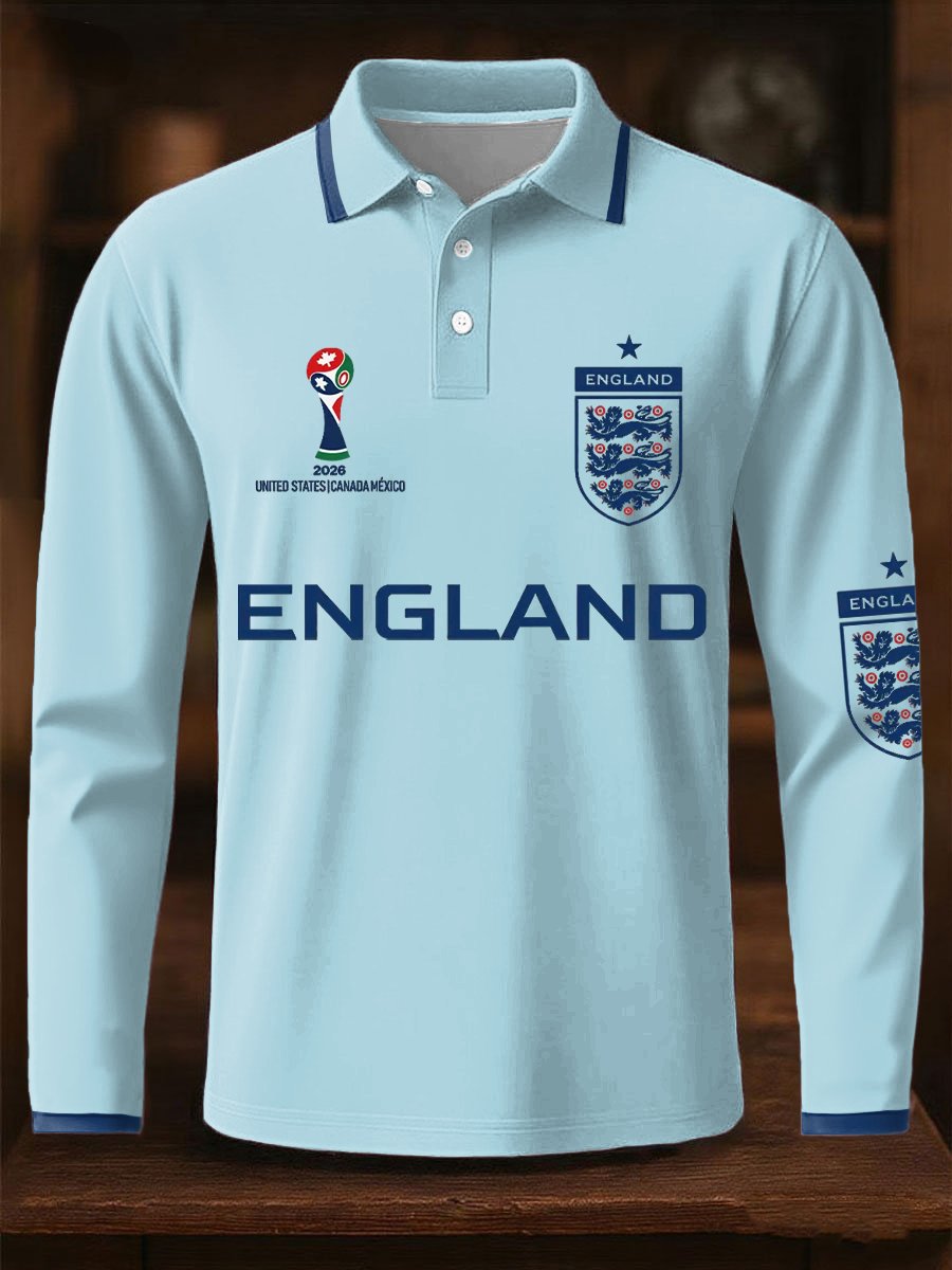 Men's UK Football Lover England 2026 Print Polo Shirt