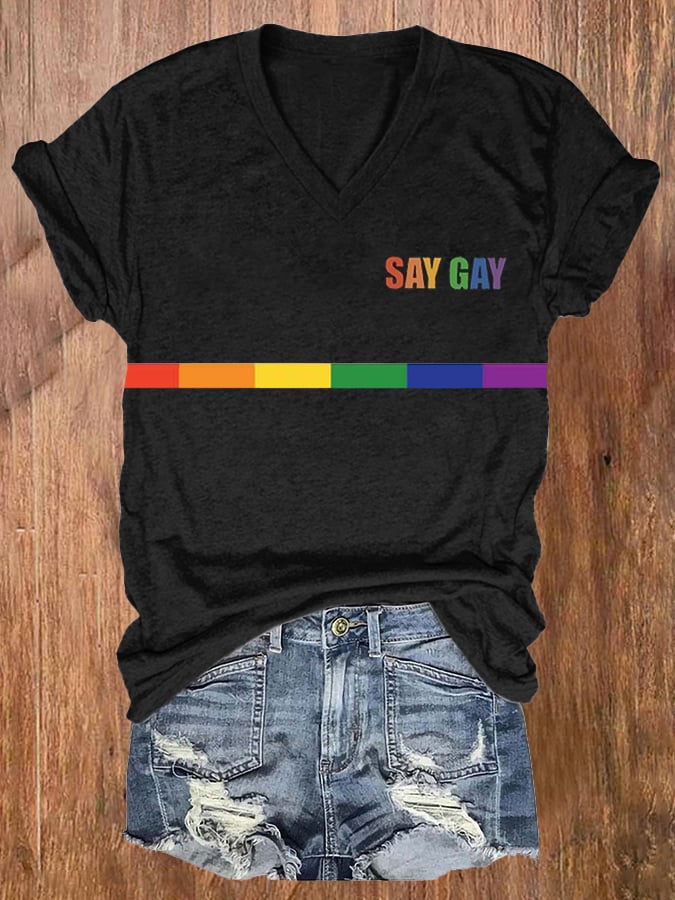 Women'S Say Gay Print Casual T-Shirt
