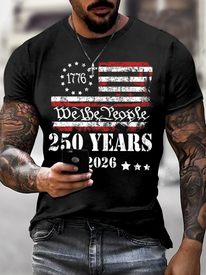 Men's 250th America Anniversary Casual Printed T-Shirt