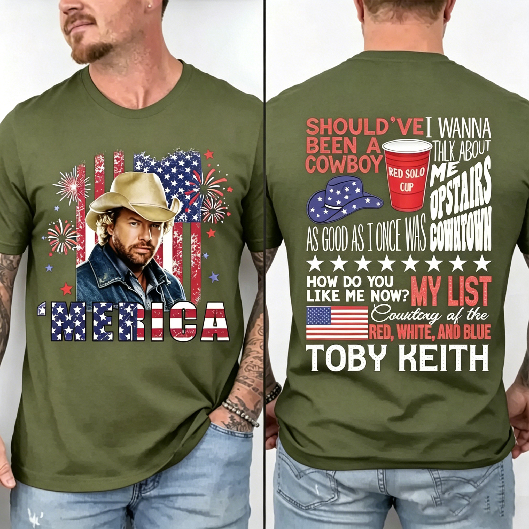 Men's Patriotic Toby Courtesy of the Red White and Blue T-Shirt