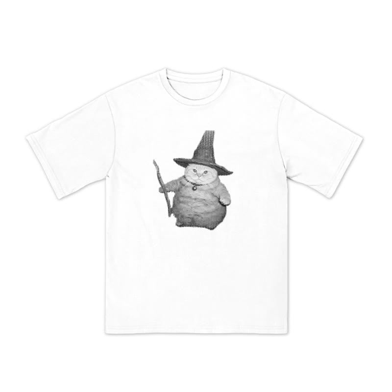 Unisex Wizard Cat Print T-shirt
