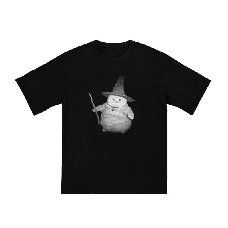 Unisex Wizard Cat Print T-shirt