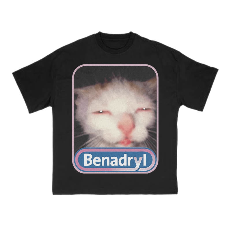 Unisex Benadryl Meme Cat Art Print T-shirt