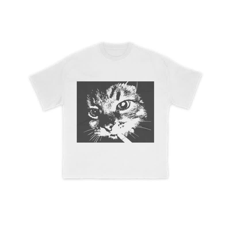 Unisex Cool Cat Art Print T-shirt